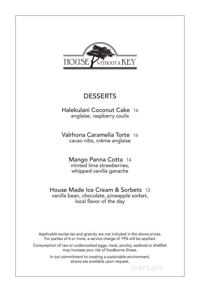 House Without a Key - Honolulu, HI menu_pic