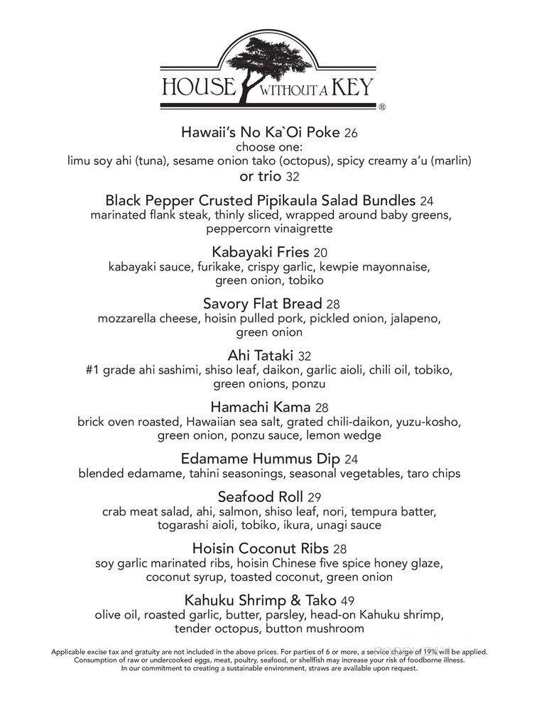 House Without a Key - Honolulu, HI menu_pic
