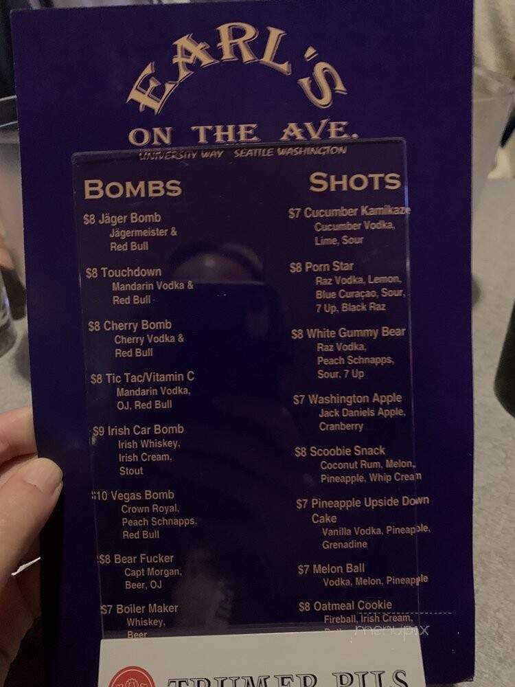 Earl's on the Ave - Seattle, WA menu_pic