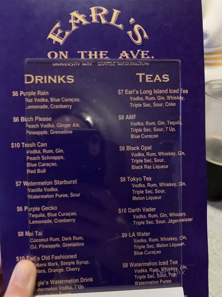 Earl's on the Ave - Seattle, WA menu_pic