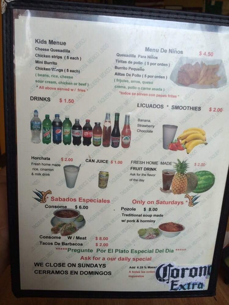 Taqueria Mexico Lindo - Lynn, MA menu_pic