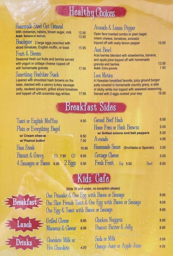 Irene's Sunrise Cafe - San Clemente, CA menu_pic