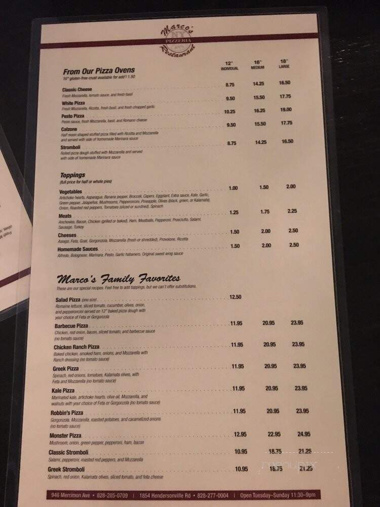 Marco's Pizza - Asheville, NC menu_pic