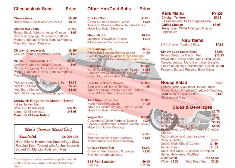 Simply Subs - Pittsburgh, PA menu_pic