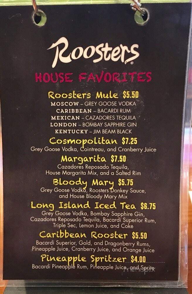 Roosters - Circleville, OH menu_pic