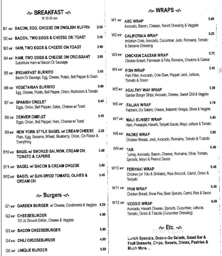 Unique Sandwiches - San Diego, CA menu_pic
