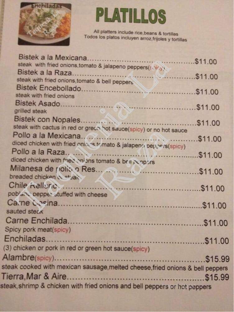 Taqueria la Raza - Philadelphia, PA menu_pic