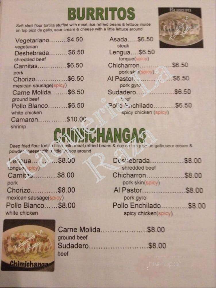 Taqueria la Raza - Philadelphia, PA menu_pic