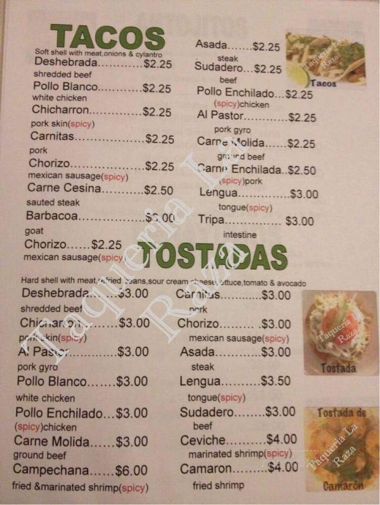 Taqueria la Raza - Philadelphia, PA menu_pic