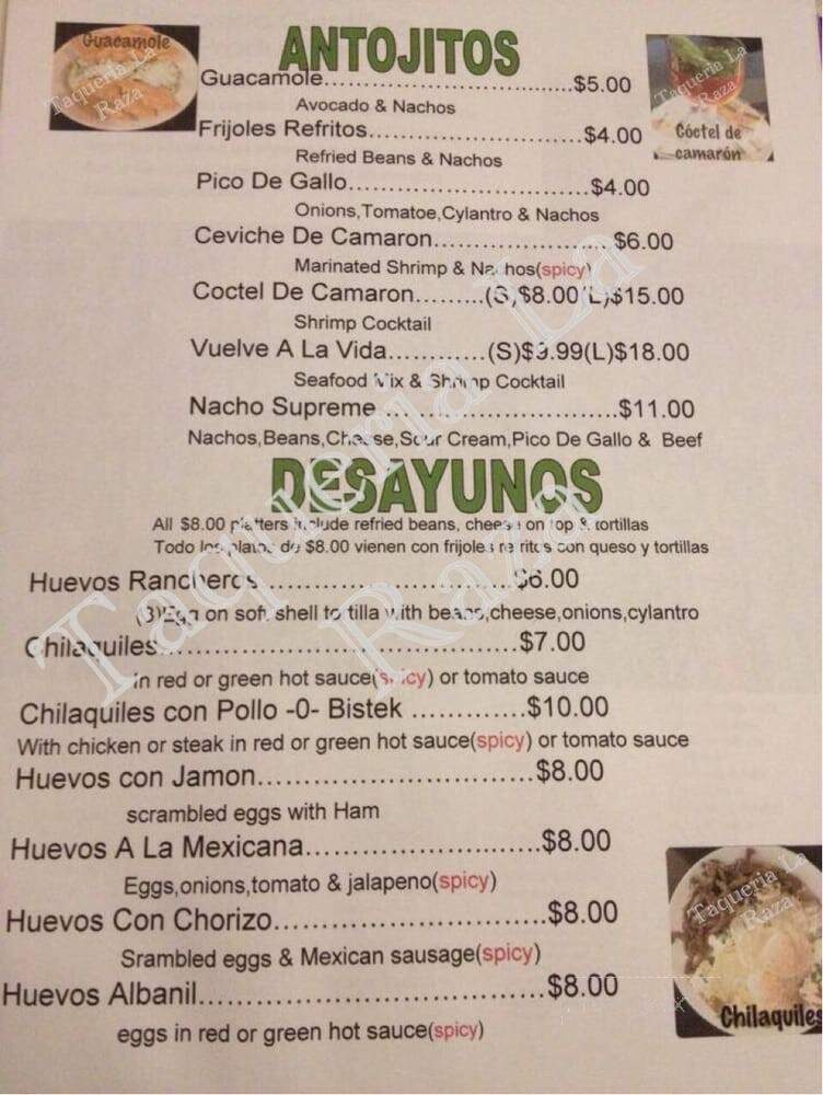 Taqueria la Raza - Philadelphia, PA menu_pic