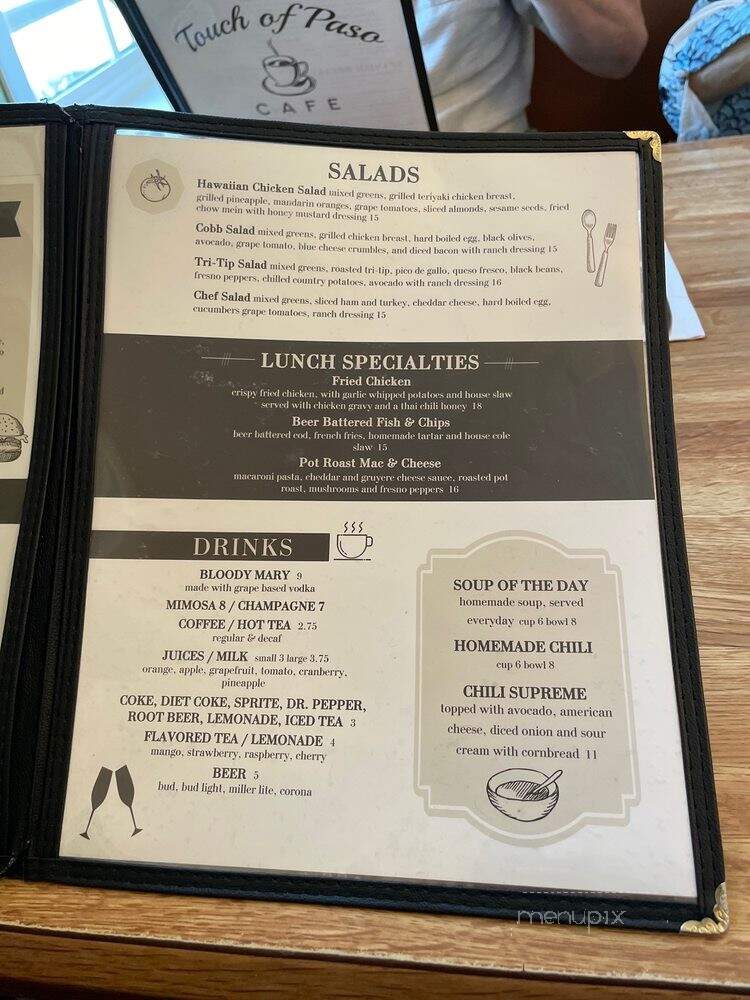Touch of Paso - Paso Robles, CA menu_pic