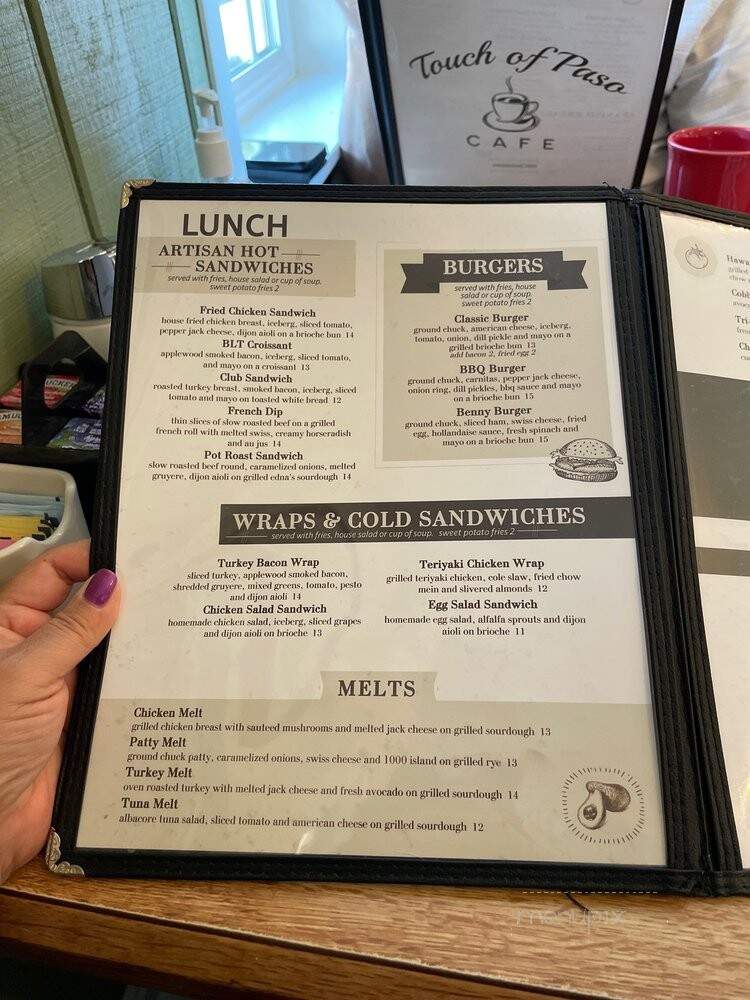 Touch of Paso - Paso Robles, CA menu_pic