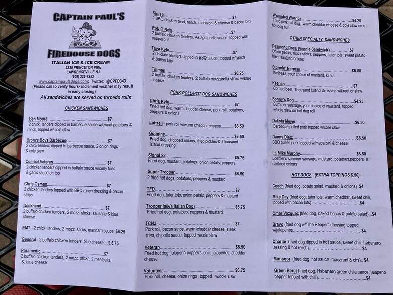 Captain Pauls Firehouse Dogs - Lawrenceville, NJ menu_pic