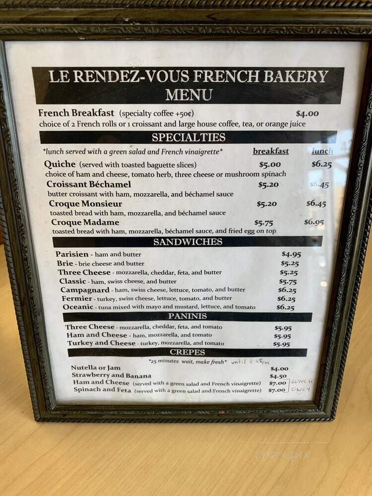 Le Rendez-Vous - Oceanside, CA menu_pic