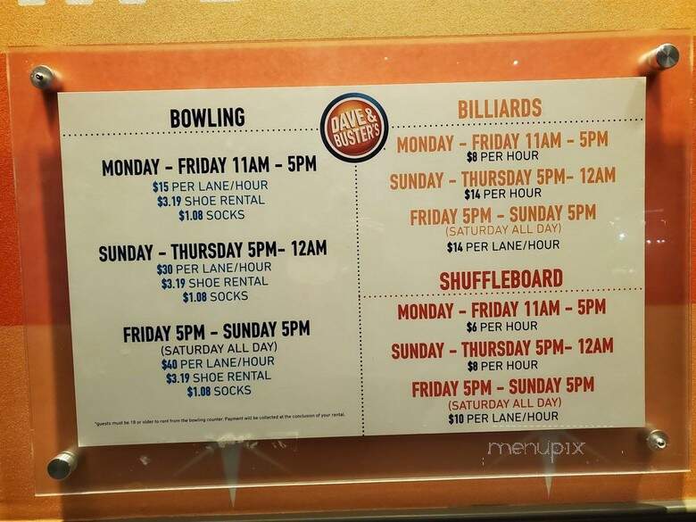 Dave & Busters - Houston, TX menu_pic