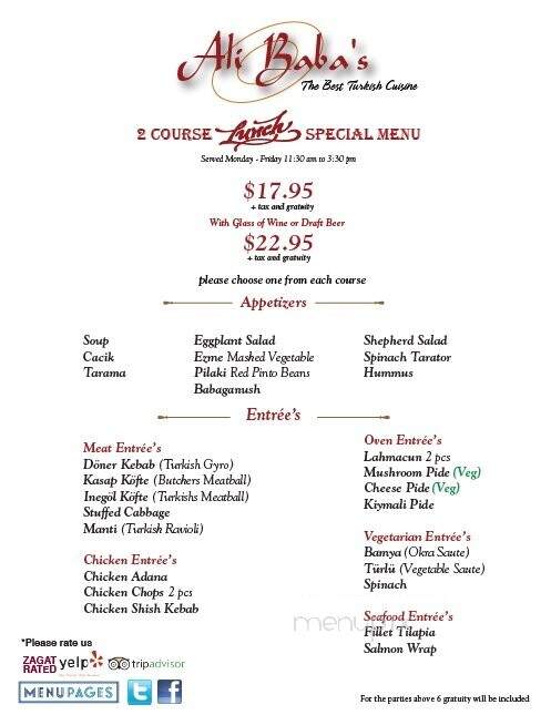 Ali Baba's Terrace - New York, NY menu_pic