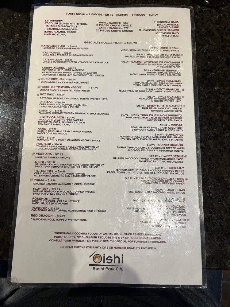 Oishi Sushi Bar & Grill - Park City, UT