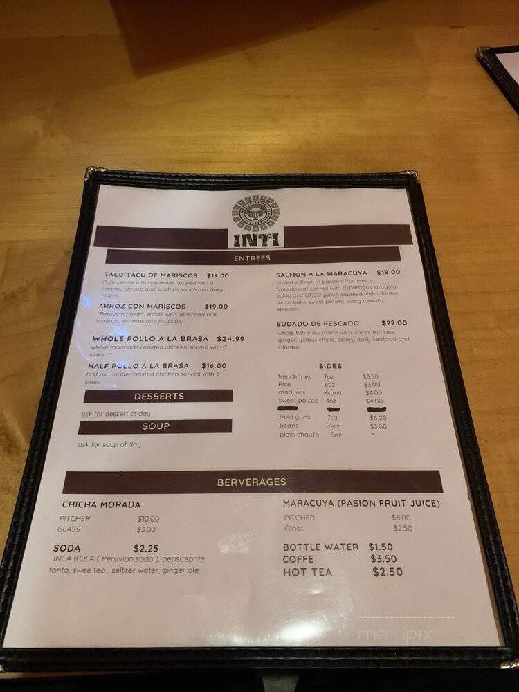 Inti Cuisine - Minisink Hills, PA menu_pic