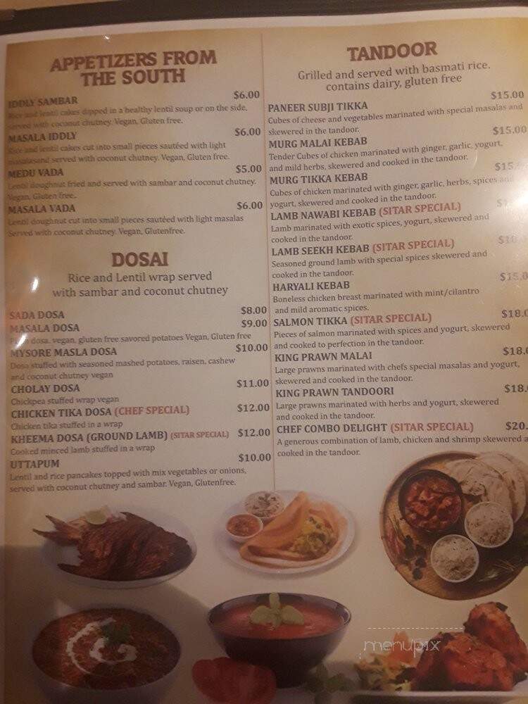 Sitar Indian Cuisine - Durham, NC menu_pic