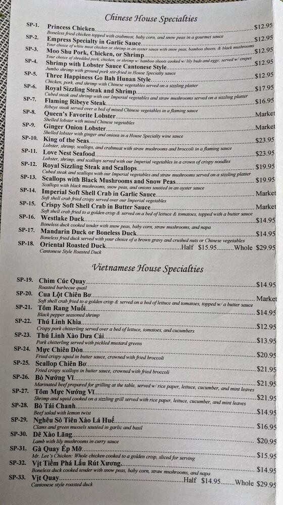 Three Happiness Restaurant - Gretna, LA menu_pic