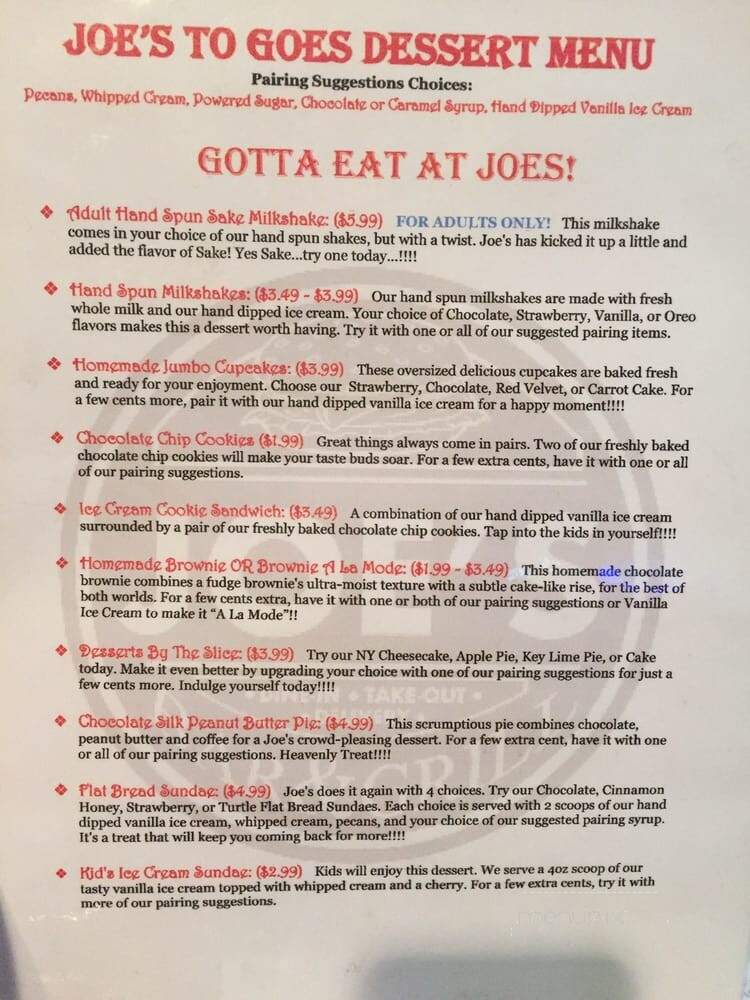 Joe's To Goes - Lilburn, GA menu_pic