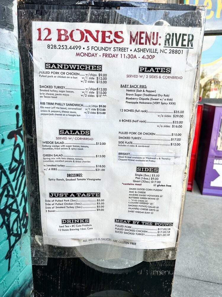 12 Bones Smokehouse - Asheville, NC menu_pic