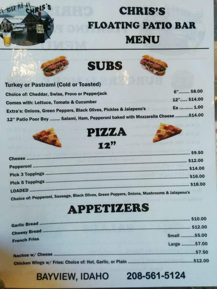 Boileau's Floating Restaurant - Bayview, ID menu_pic