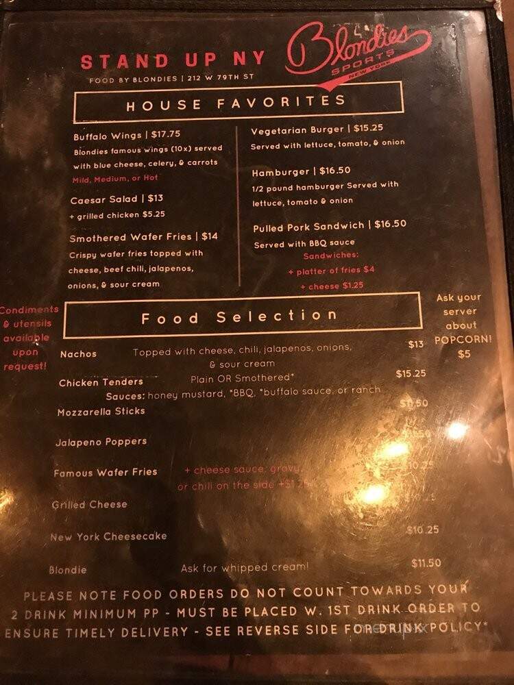 Stand-Up NY - New York, NY menu_pic