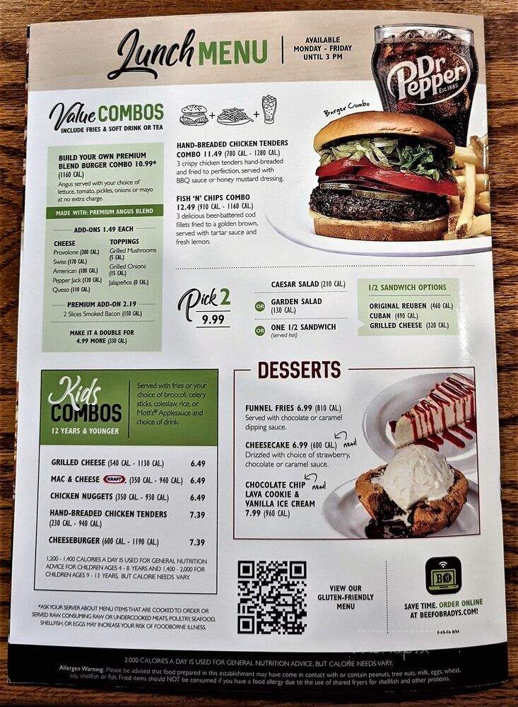 Beef O'Brady's - Marianna, FL menu_pic