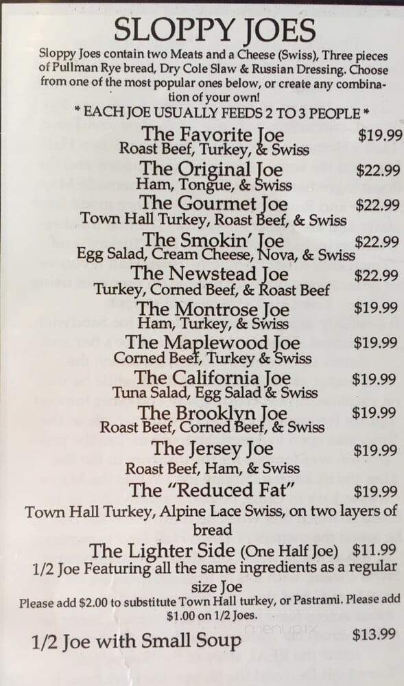 Town Hall Deli - South Orange, NJ menu_pic