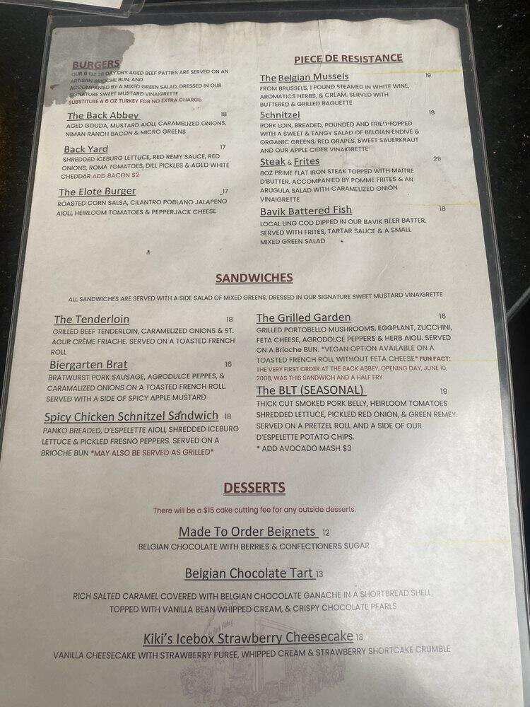 the Back Abbey - Claremont, CA menu_pic