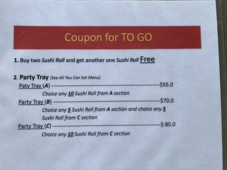 Sushi Yah - Cottonwood, UT menu_pic