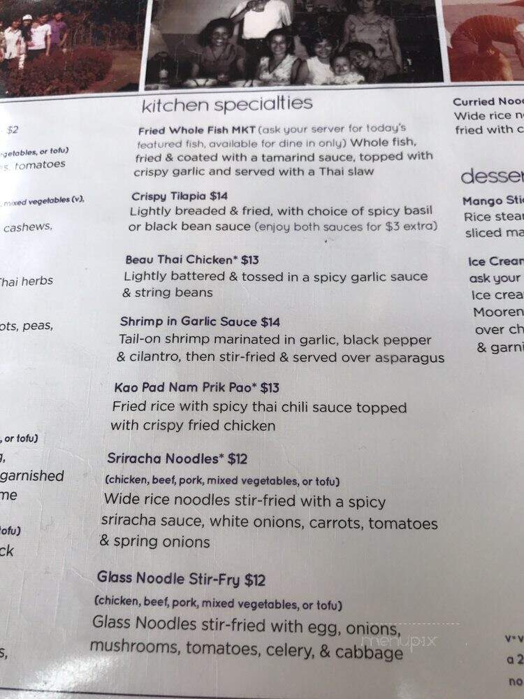 Beau Thai - Washington, DC menu_pic