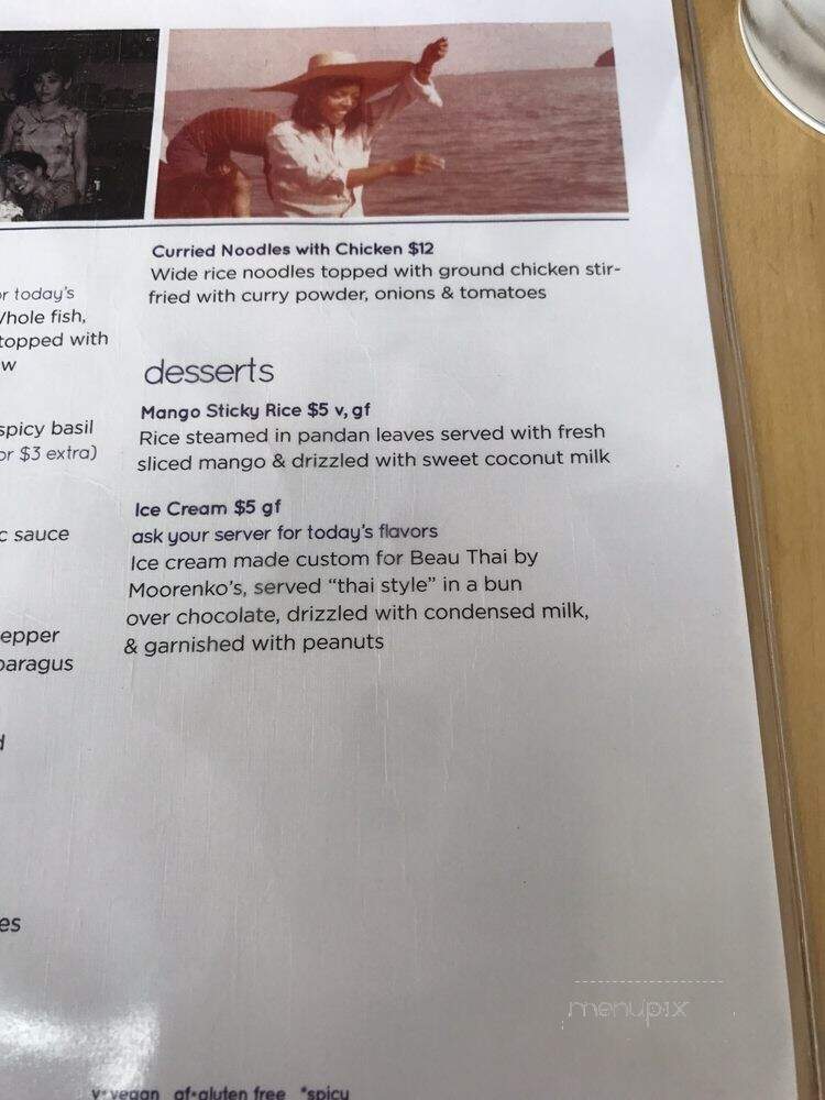 Beau Thai - Washington, DC menu_pic