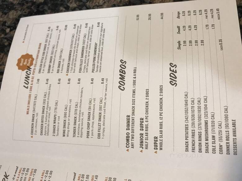 Chicken Shack - Southfield, MI menu_pic