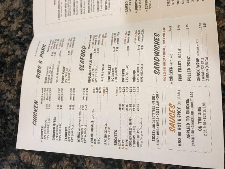 Chicken Shack - Southfield, MI menu_pic