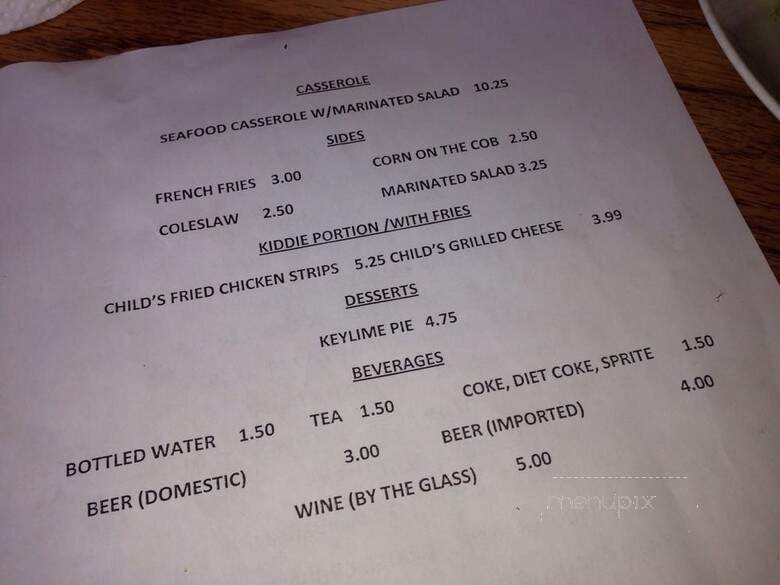 Hole in the Wall Seafood - Apalachicola, FL menu_pic