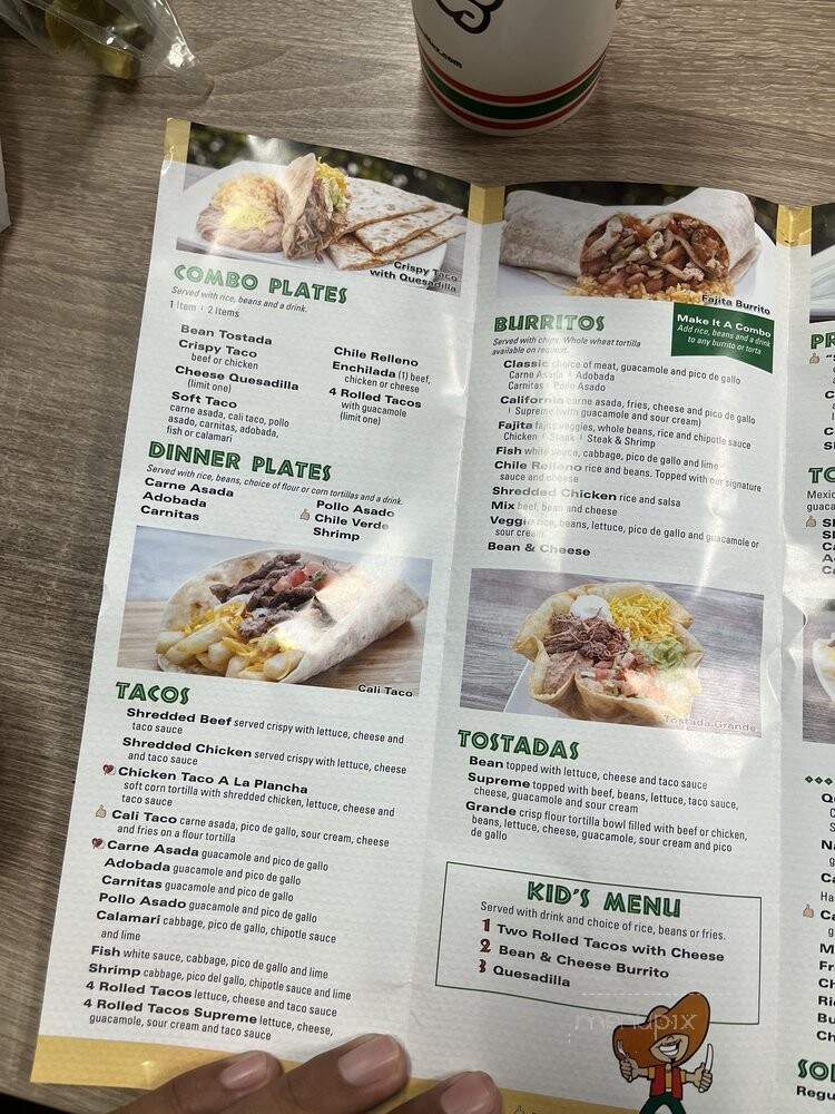 Sombrero Mexican Food - San Diego, CA menu_pic