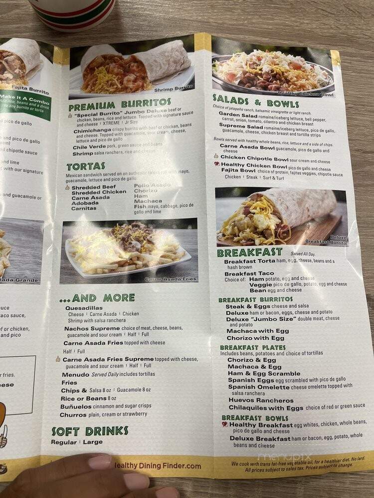 Sombrero Mexican Food - San Diego, CA menu_pic