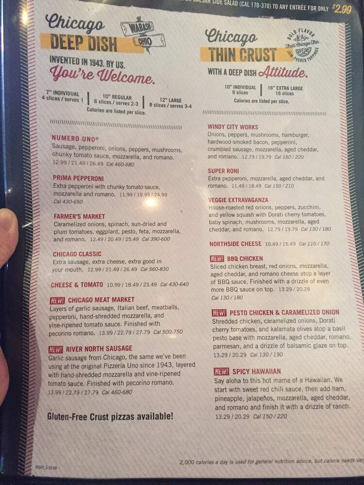 Pizzeria Uno - Boston, MA menu_pic