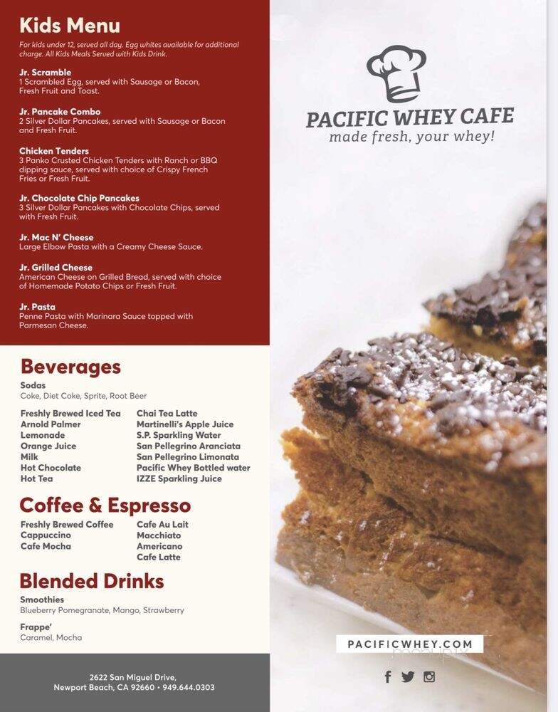 Pacific Whey Cafe - Newport Beach, CA menu_pic