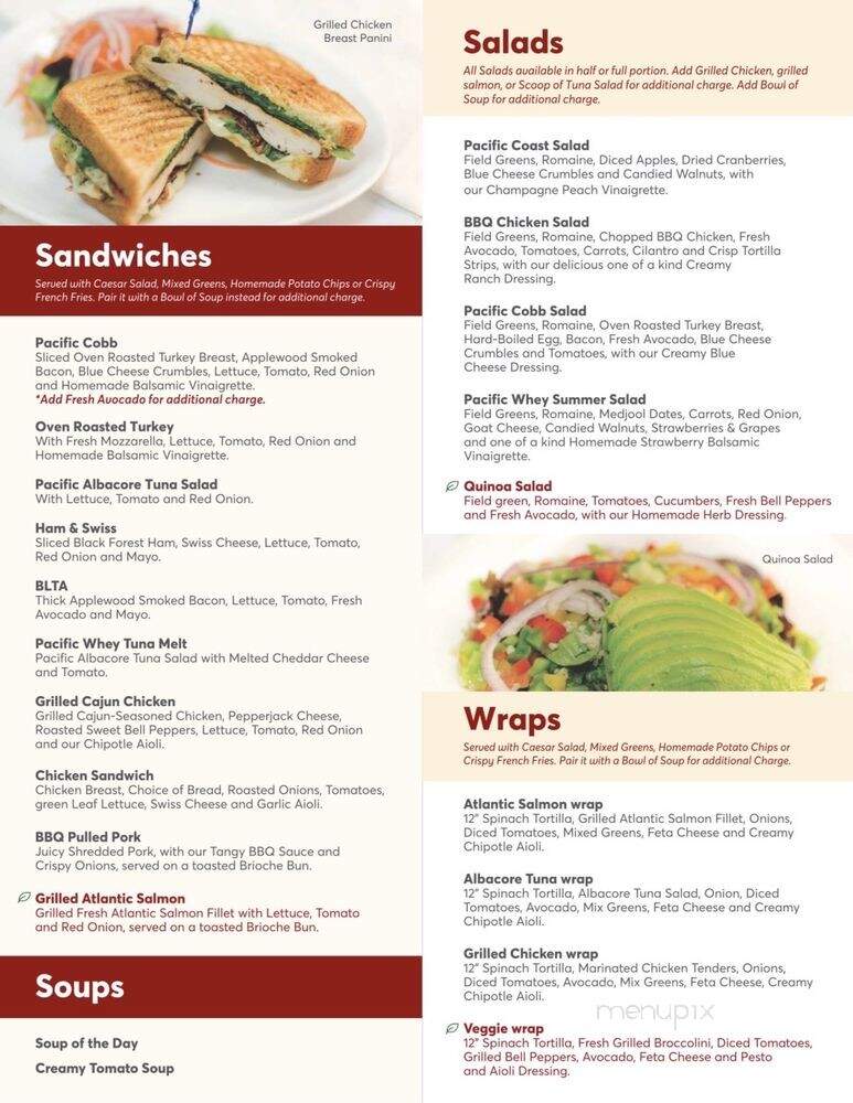 Pacific Whey Cafe - Newport Beach, CA menu_pic