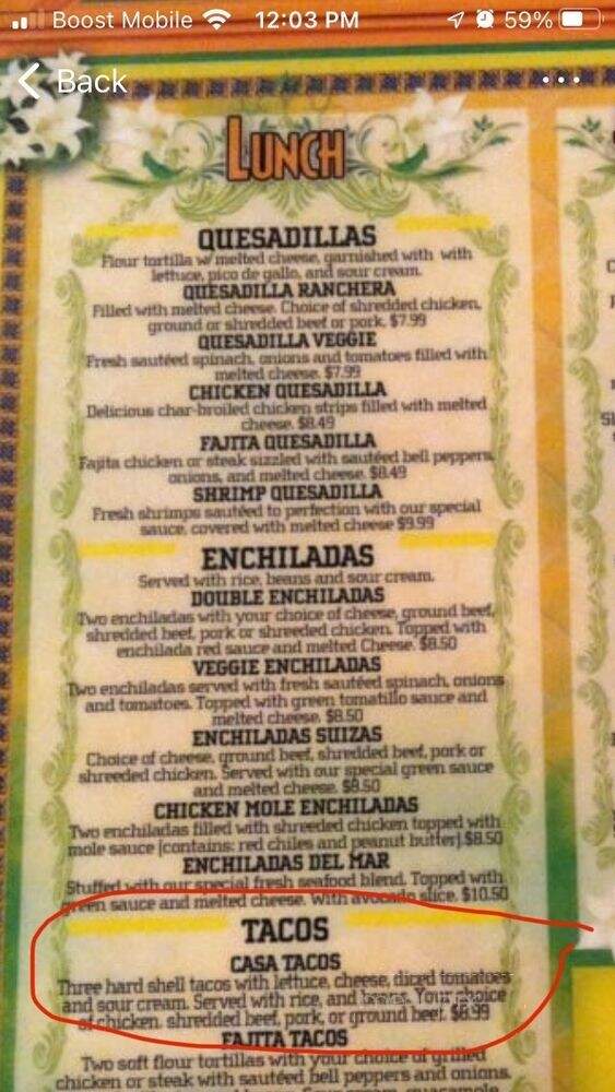 Casablanca Mexican Restaurant & Cantina - North Billerica, MA menu_pic