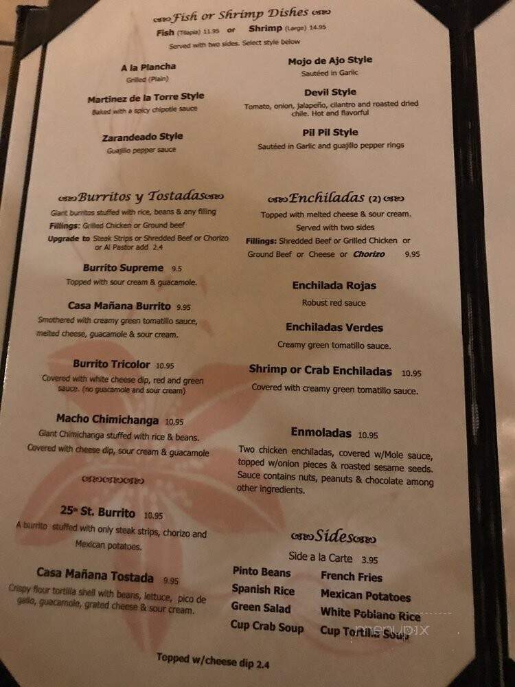 Casa Manana Resturant - Little Rock, AR menu_pic