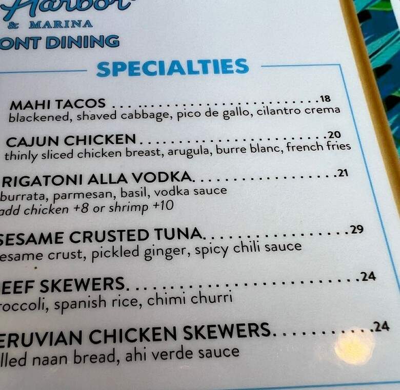 Sands Harbor Patio Restaurant - Pompano Beach, FL menu_pic