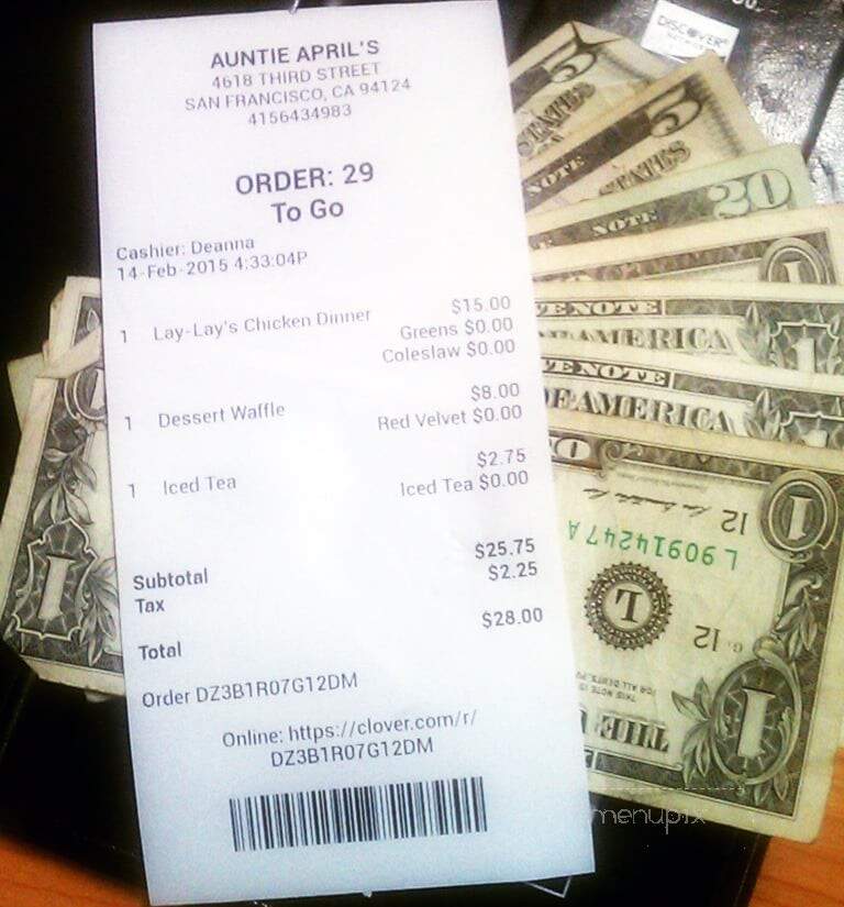 Auntie April's Chicken n Waffles - San Francisco, CA menu_pic