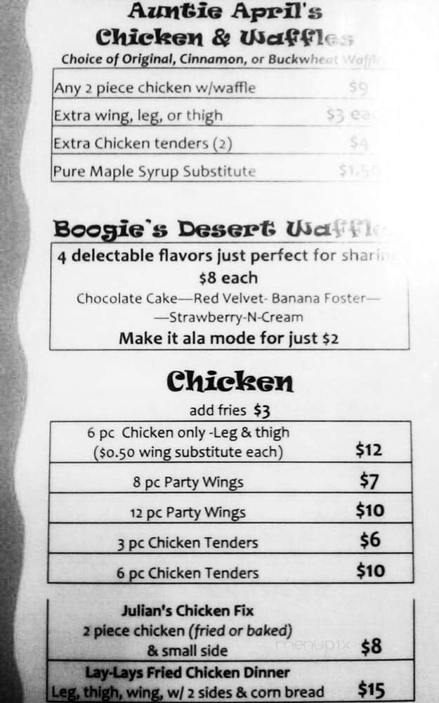 Auntie April's Chicken n Waffles - San Francisco, CA menu_pic