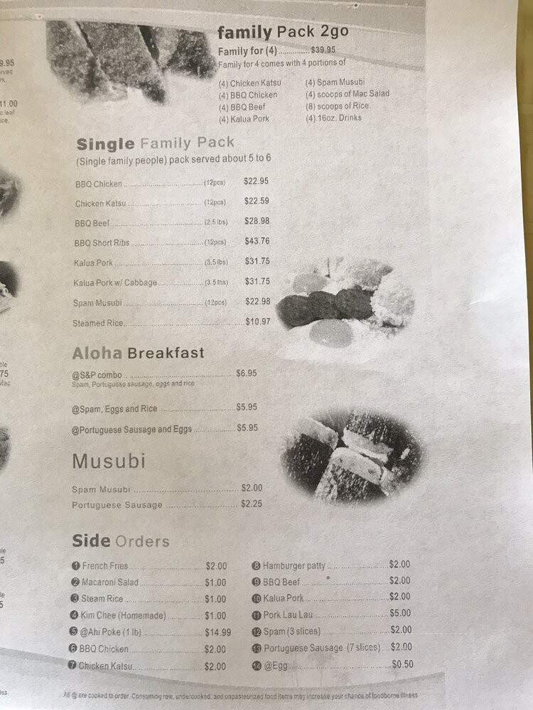 Aloha Hawaiian Grill - Kent, WA menu_pic