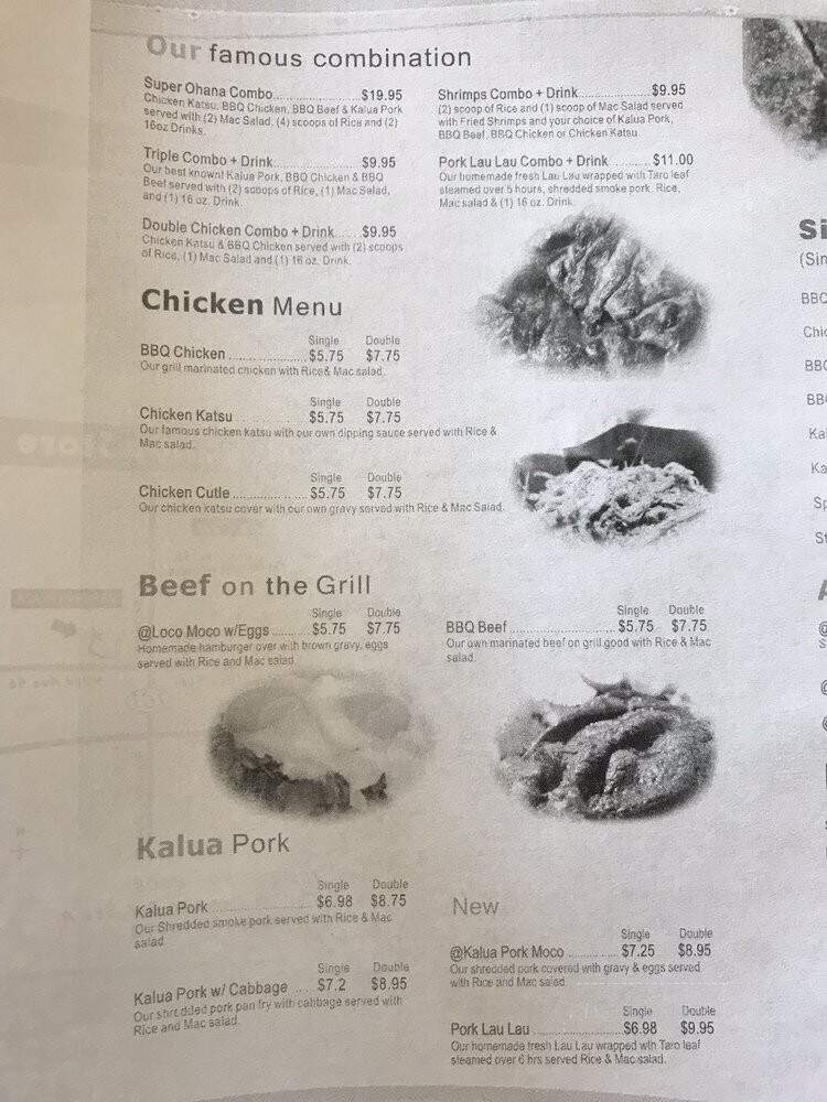 Aloha Hawaiian Grill - Kent, WA menu_pic