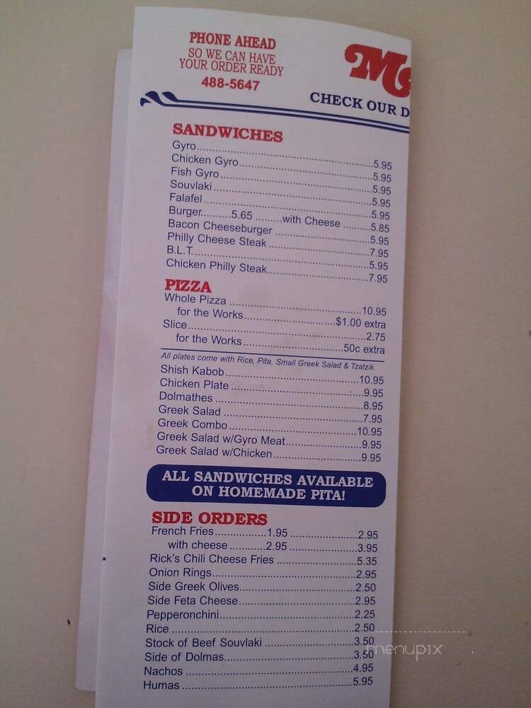 Kojack's - San Diego, CA menu_pic
